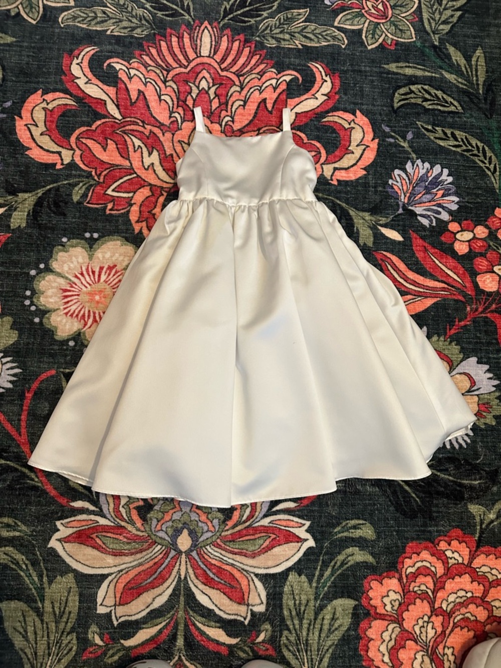 David’s Bridal Flower Girl Dress Size 3 Ivory Satin Tulle 🌸